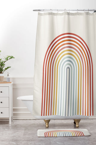 Showmemars Minimalistic Colorful Lines Shower Curtain And Mat