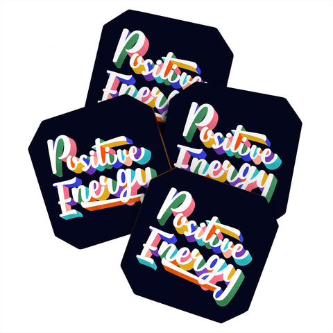 Showmemars Positive Energy typography Coaster Set