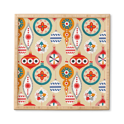Showmemars Retro christmas ornaments pattern Framed Wall Art