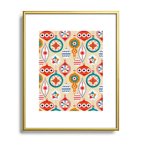 Showmemars Retro christmas ornaments pattern Metal Framed Art Print