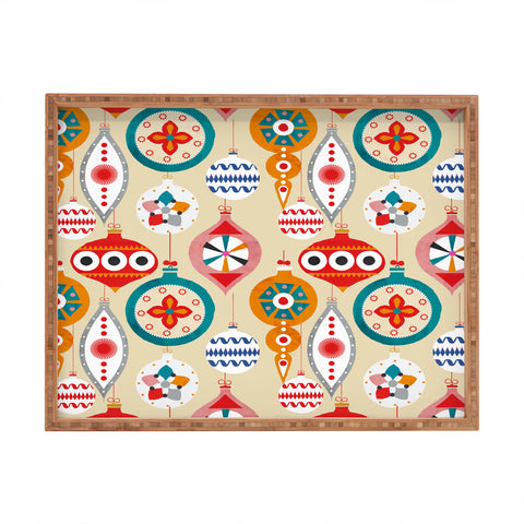 Showmemars Retro christmas ornaments pattern Rectangular Tray