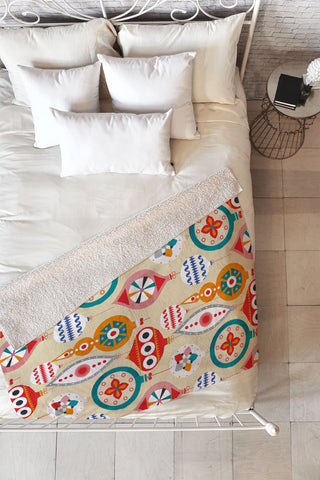 Showmemars Retro christmas ornaments pattern Fleece Throw Blanket