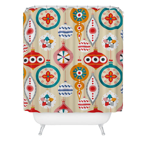 Showmemars Retro christmas ornaments pattern Shower Curtain