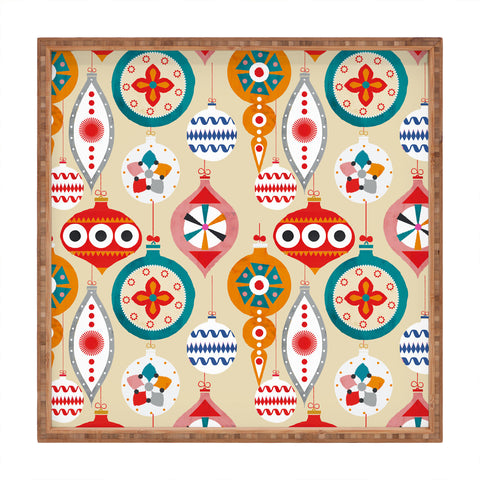 Showmemars Retro christmas ornaments pattern Square Tray