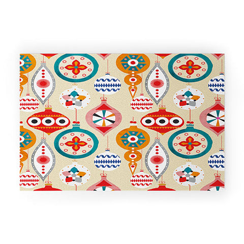 Showmemars Retro christmas ornaments pattern Welcome Mat