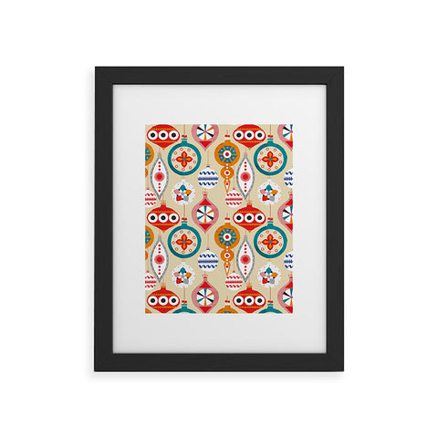 Showmemars Retro christmas ornaments pattern Framed Art Print