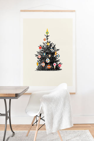 Showmemars Retro Decorated Christmas Tree Art Print And Hanger