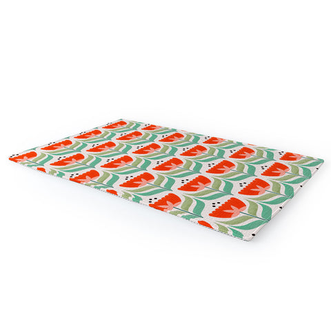 Showmemars Retro Tulips Pattern Area Rug