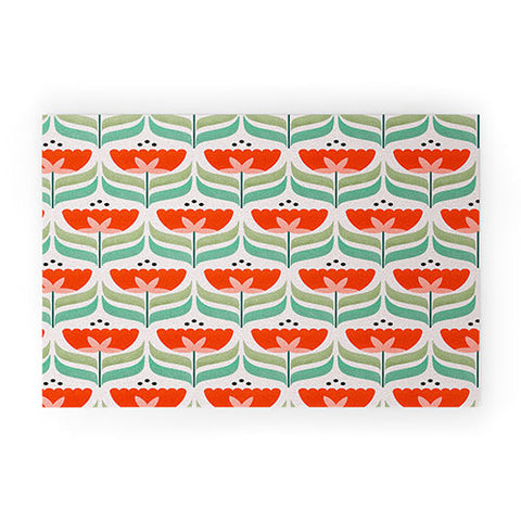 Showmemars Retro Tulips Pattern Welcome Mat