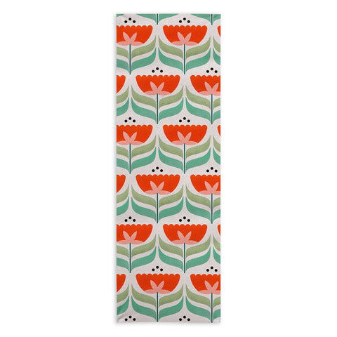 Showmemars Retro Tulips Pattern Yoga Towel