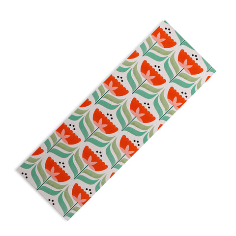 Showmemars Retro Tulips Pattern Yoga Mat