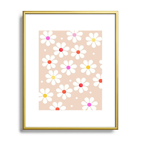 Showmemars Seventies Daisies Pattern Metal Framed Art Print