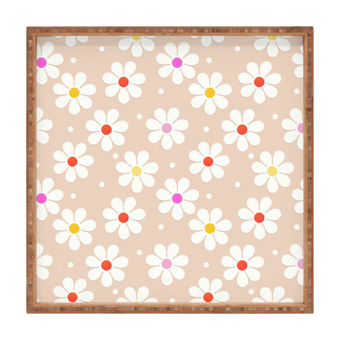 Showmemars Seventies Daisies Pattern Square Tray