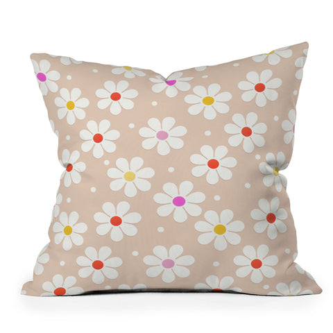 Showmemars Seventies Daisies Pattern Throw Pillow