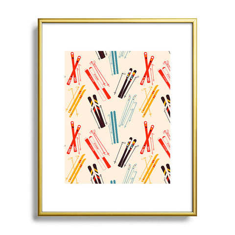 Showmemars Ski time pattern Metal Framed Art Print