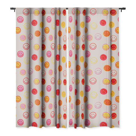 Showmemars Smiling Faces Pattern Blackout Window Curtain