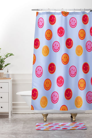 Showmemars Smiling faces pattern no2 Shower Curtain And Mat