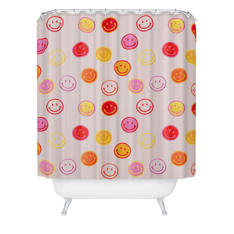 Showmemars Smiling Faces Pattern Shower Curtain