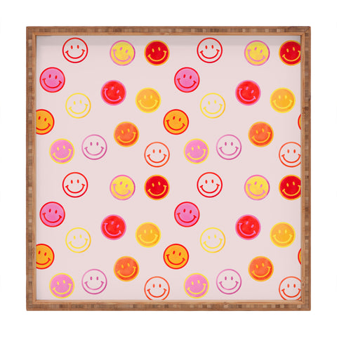 Showmemars Smiling Faces Pattern Square Tray