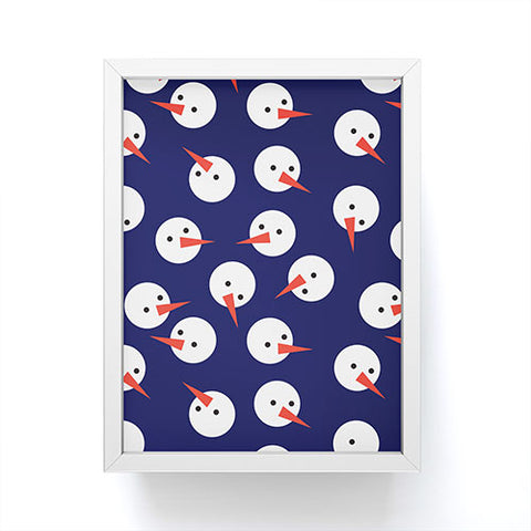 Showmemars Snowmen pattern on dark Framed Mini Art Print