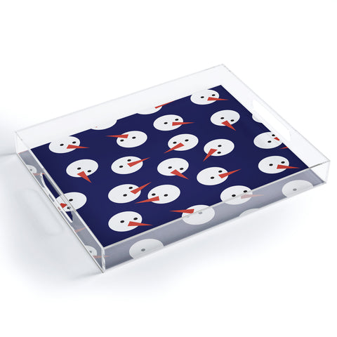 Showmemars Snowmen pattern on dark Acrylic Tray