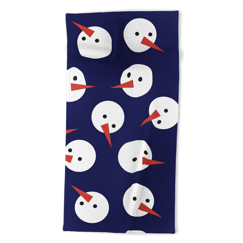 Showmemars Snowmen pattern on dark Beach Towel