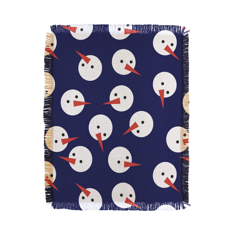 Showmemars Snowmen pattern on dark Throw Blanket