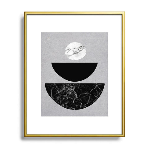 Sisi and Seb Black Half Circles Metal Framed Art Print