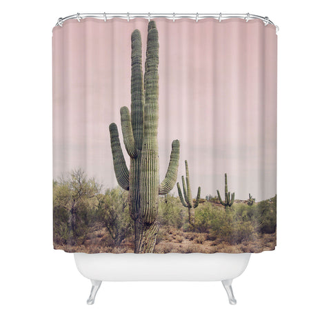 Sisi and Seb Blush Sky Cactus Shower Curtain