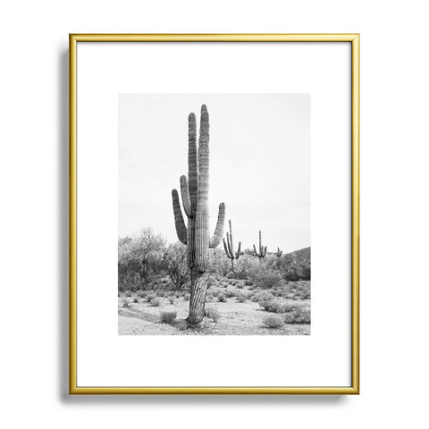 Sisi and Seb Desert Cactus BW Metal Framed Art Print