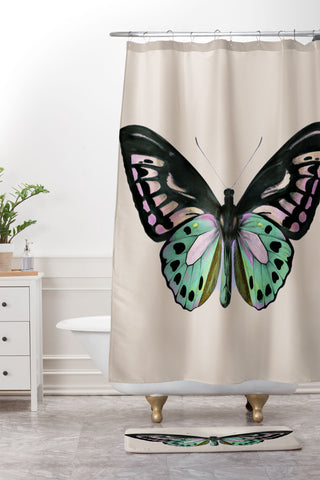 Sisi and Seb Funky Butterfly Shower Curtain And Mat