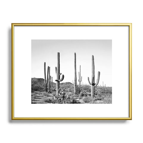 Sisi and Seb Grey Cactus Land Metal Framed Art Print