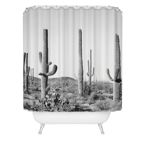 Sisi and Seb Grey Cactus Land Shower Curtain