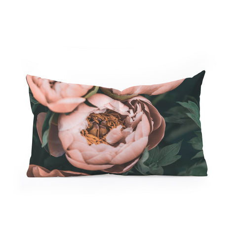 Sisi and Seb Pastel Peony Oblong Throw Pillow
