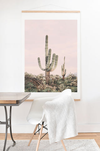 Sisi and Seb Pastel Pink Cactus Art Print And Hanger