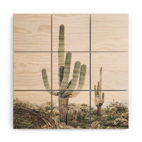 Sisi and Seb Pastel Pink Cactus Wood Wall Mural