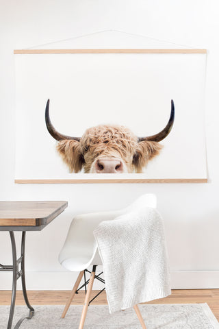 Sisi and Seb Peeking Cow Art Print And Hanger