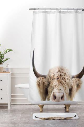 Sisi and Seb Peeking Cow Shower Curtain And Mat