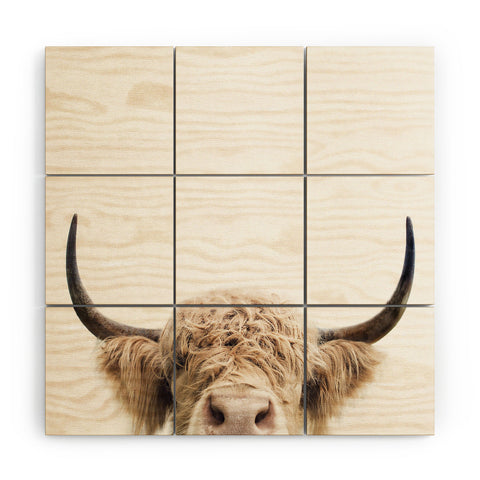 Sisi and Seb Peeking Cow Wood Wall Mural