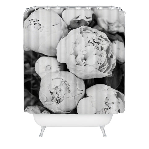 Sisi and Seb Peonies BW Shower Curtain