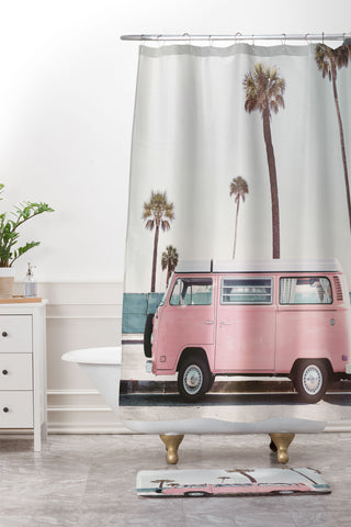 Sisi and Seb Pink Van Shower Curtain And Mat