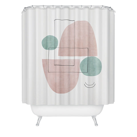 Sisi and Seb Retro Peach Shower Curtain