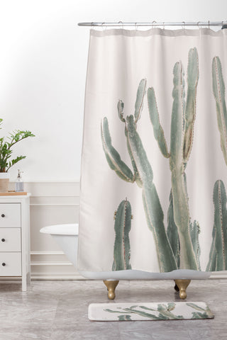 Sisi and Seb Sunrise Cactus Shower Curtain And Mat