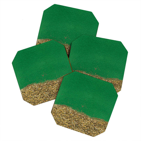Social Proper Dipped In Gold Emerald Coaster Set