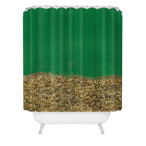Social Proper Dipped In Gold Emerald Shower Curtain