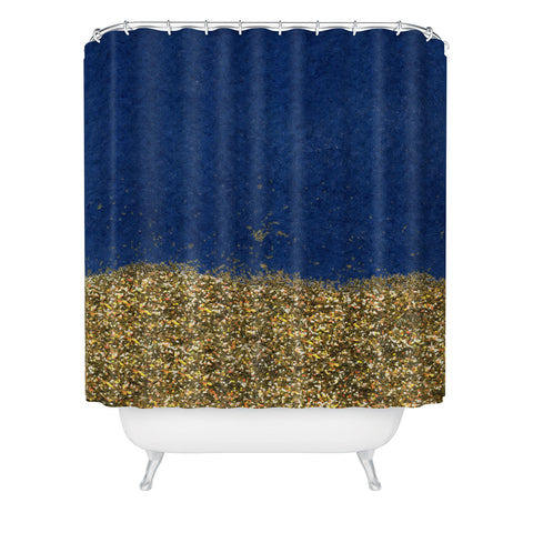 Social Proper Dipped in Gold Navy Shower Curtain