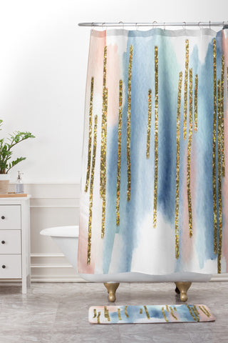 Social Proper Gather Shower Curtain And Mat