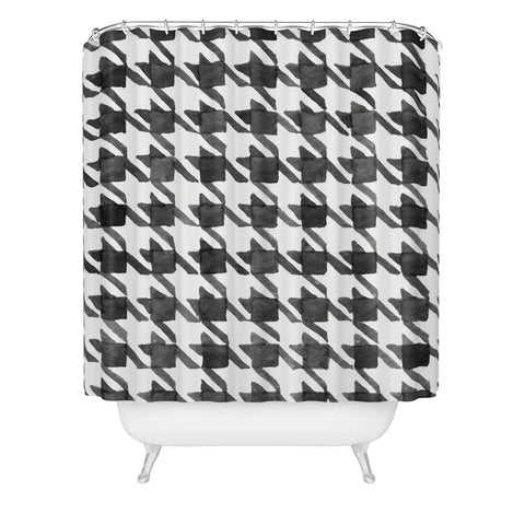Social Proper Houndstooth BW Shower Curtain