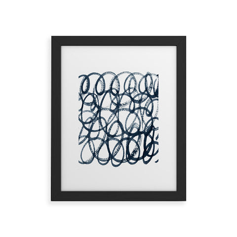 Social Proper Navy Swirls Framed Art Print