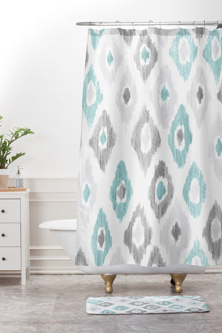 Social Proper Quiet Ikat Shower Curtain And Mat